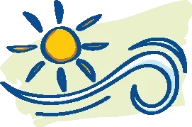 Shining sun and blowing wind