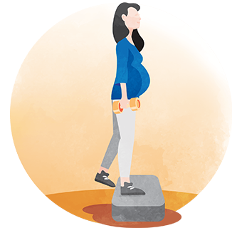Pregnant lady lifting her other foot up