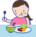Pregnant woman eating a meal 