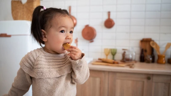 Toddler eating a cookie