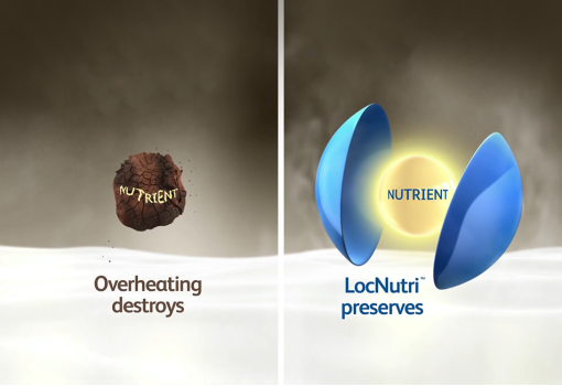 Illustration of overheating nutrient vs nutrient with Friso Gold LocNutri preserves