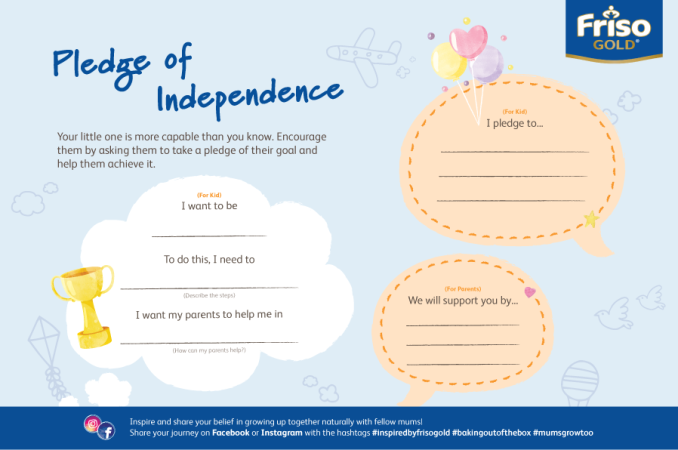 Challenge sheet - Pledge of Independence to set by kids
